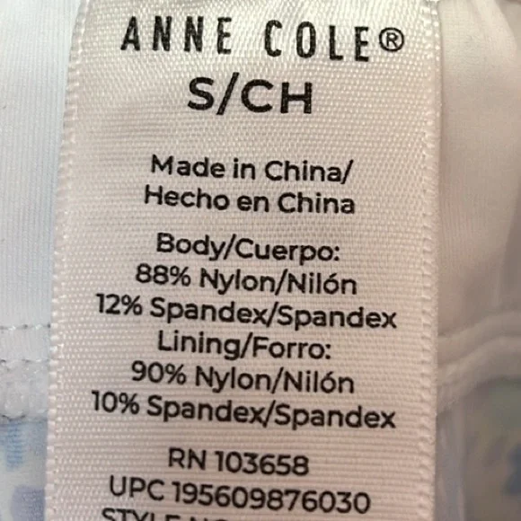 Anne Cole Ladies Tankini Swim Top Blue Ditsy w/ Purple. Size S - Picture 9 of 11